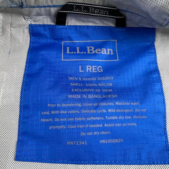 L.L. Bean Men's Blue Raincoat Windbreaker Jacket Size Large - Picture 8 of 8